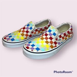 VANS Classic Slip-ons In Rainbow Check